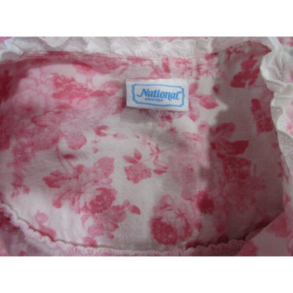 Modest Flannel Nightgown Pink Rose National Ladies M Missing Button Vintage GUC - Picture 4 of 13